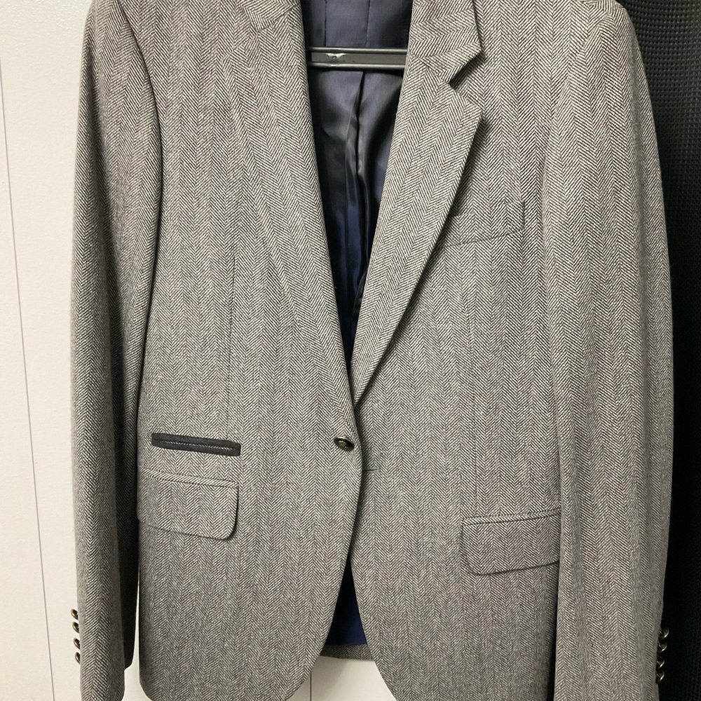 New Designer Gray Herringbone Men's Blazer